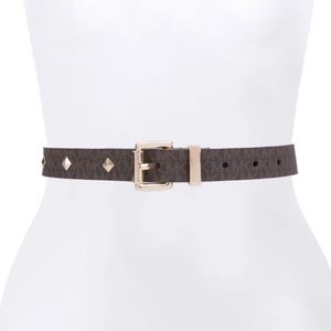 MICHAEL KORS STUDDED LOGO LEATHER BELT